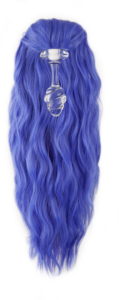 Unicorn Tail periwinkle blue with glass anal plug
